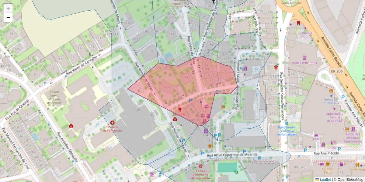 Mapa detalhado do código postal 4760-144 com limites, códigos postais vizinhos e agências dos correios