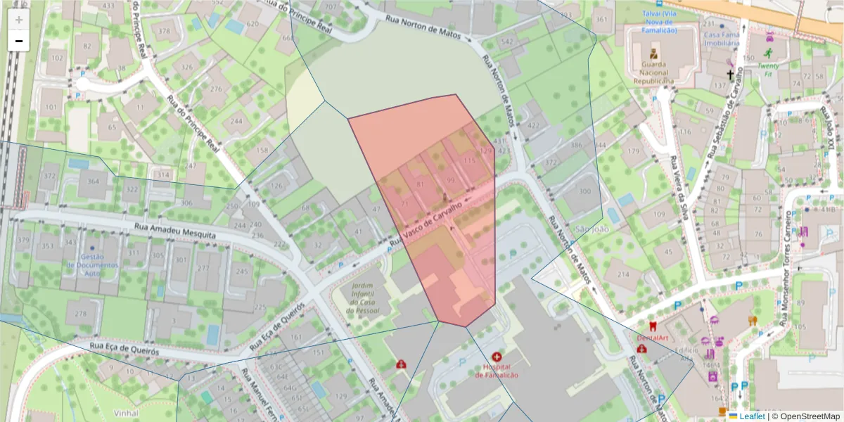 Mapa detalhado do código postal 4760-168 com limites, códigos postais vizinhos e agências dos correios