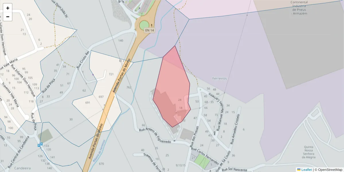 Mapa detalhado do código postal 4760-473 com limites, códigos postais vizinhos e agências dos correios