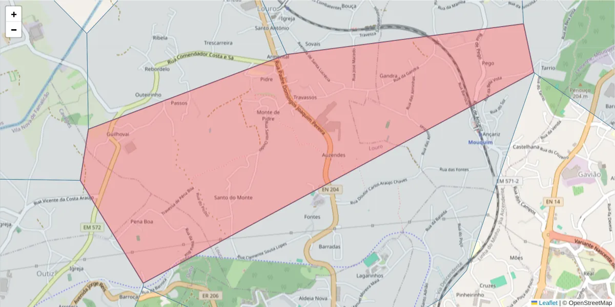 Mapa detalhado do código postal 4760-563 com limites, códigos postais vizinhos e agências dos correios