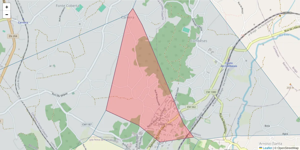 Mapa detalhado do código postal 4775-449 com limites, códigos postais vizinhos e agências dos correios