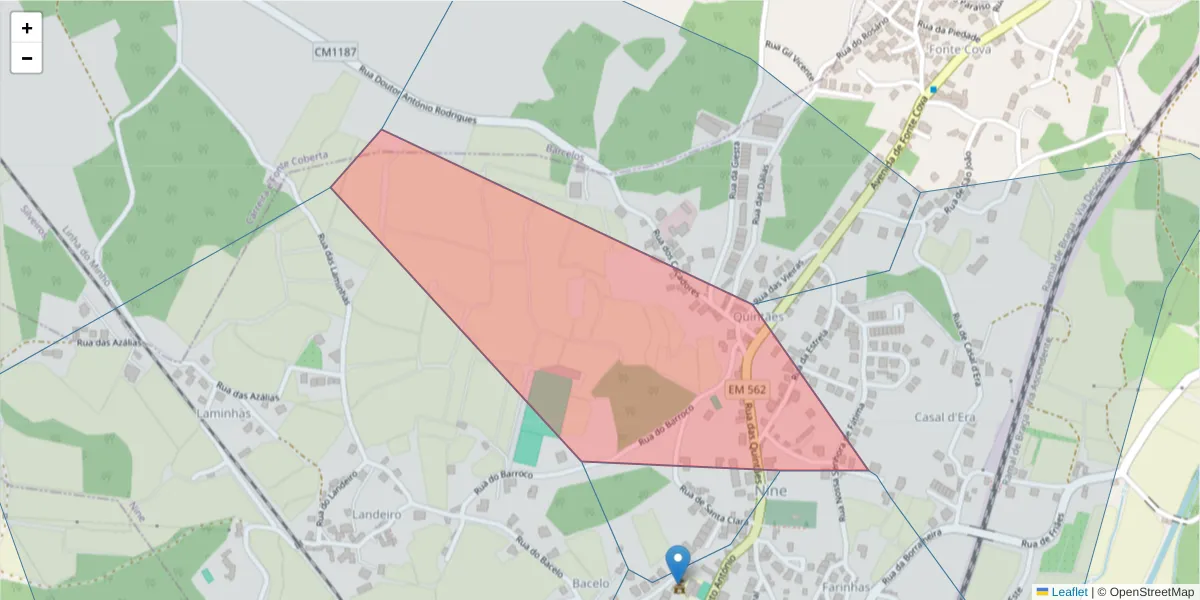 Mapa detalhado do código postal 4775-454 com limites, códigos postais vizinhos e agências dos correios