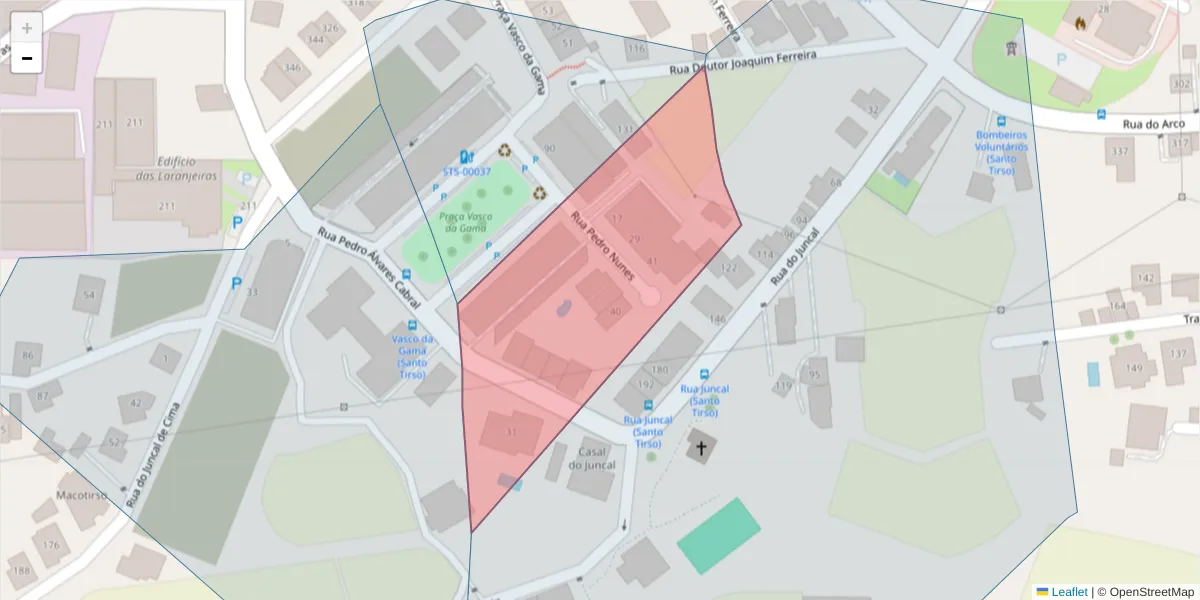 Mapa detalhado do código postal 4780-519 com limites, códigos postais vizinhos e agências dos correios