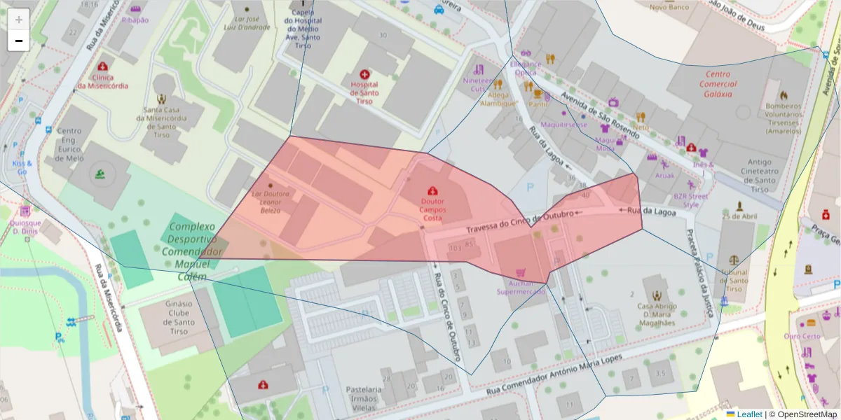 Mapa detalhado do código postal 4780-565 com limites, códigos postais vizinhos e agências dos correios