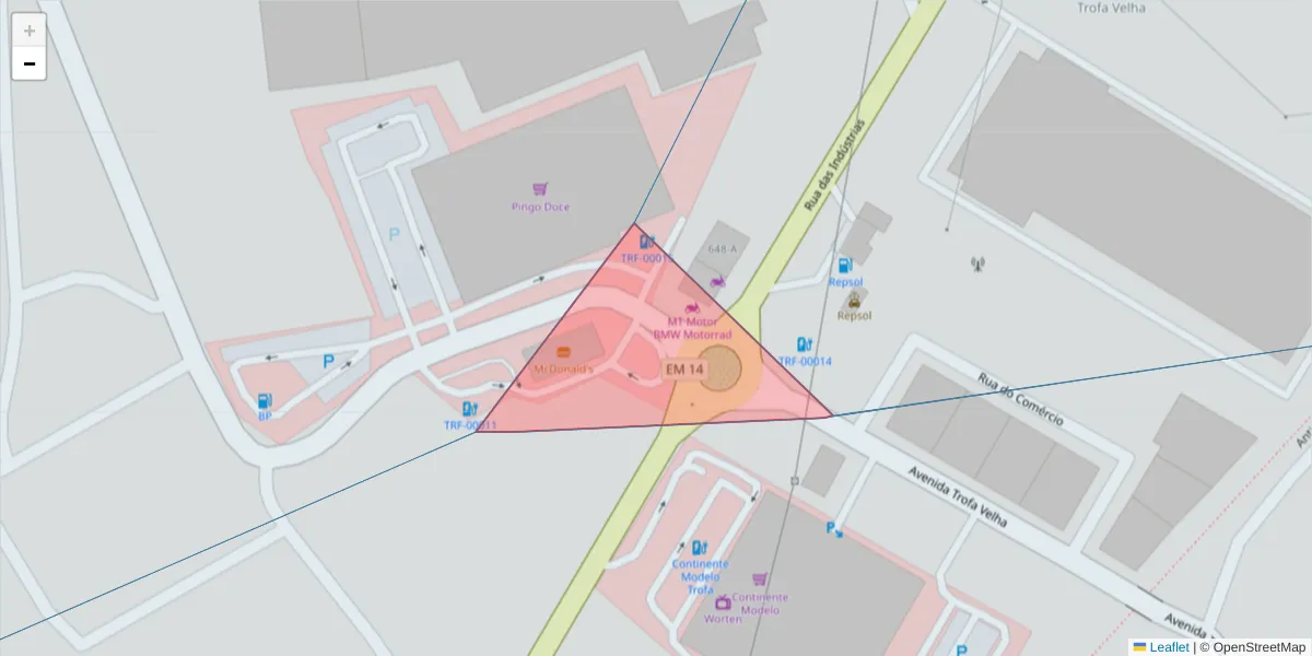 Mapa detalhado do código postal 4785-952 com limites, códigos postais vizinhos e agências dos correios