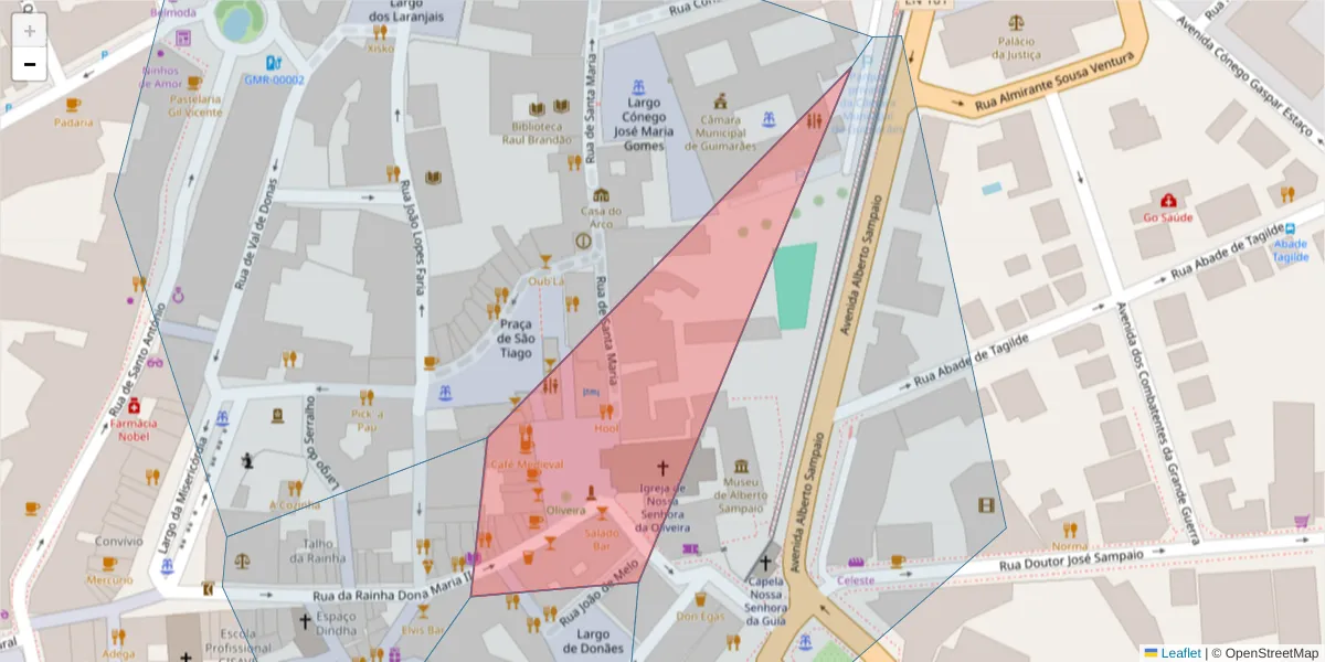 Mapa detalhado do código postal 4800-431 com limites, códigos postais vizinhos e agências dos correios