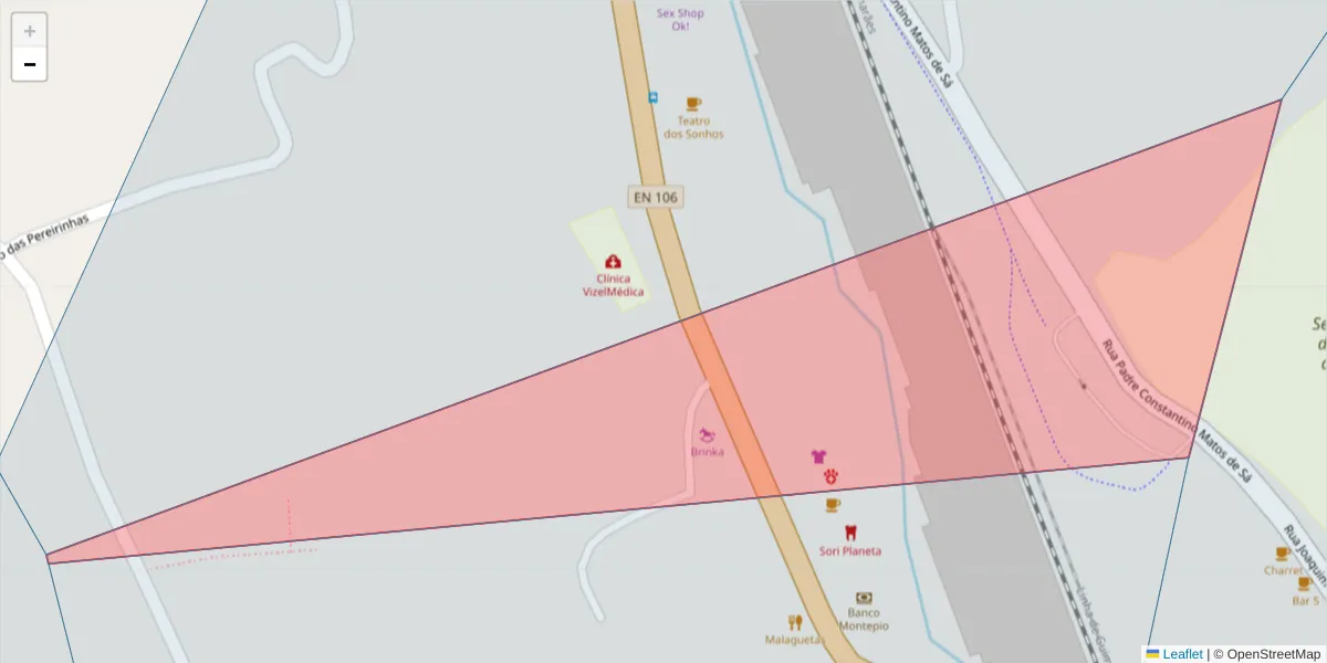 Mapa detalhado do código postal 4815-490 com limites, códigos postais vizinhos e agências dos correios