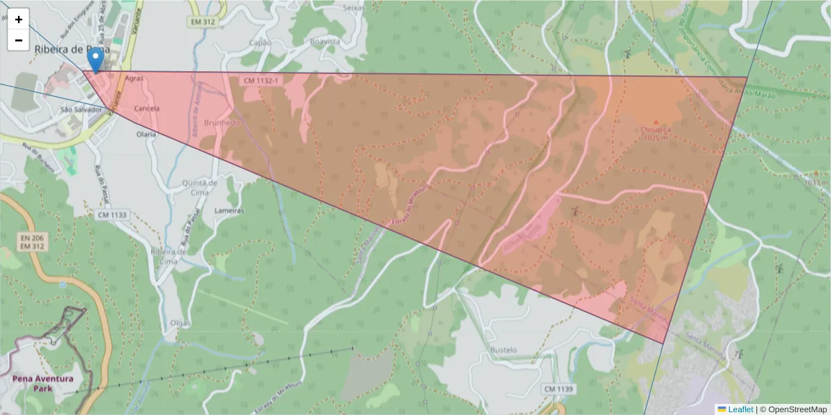 Mapa detalhado do código postal 4870-999 com limites, códigos postais vizinhos e agências dos correios
