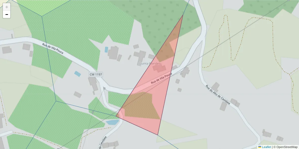 Mapa detalhado do código postal 4880-012 com limites, códigos postais vizinhos e agências dos correios