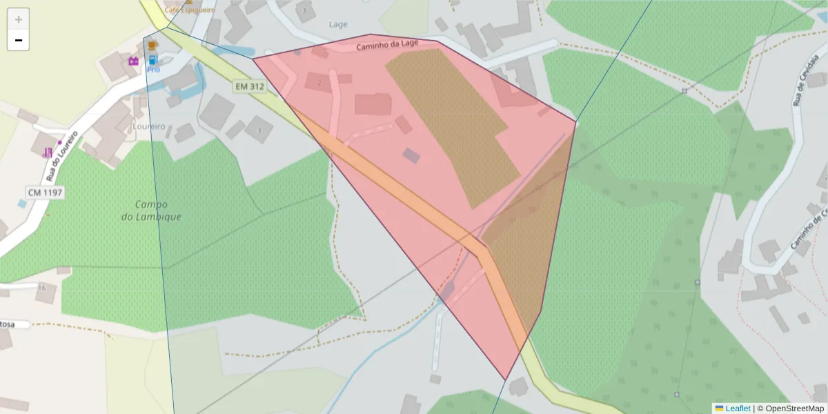 Mapa detalhado do código postal 4880-048 com limites, códigos postais vizinhos e agências dos correios