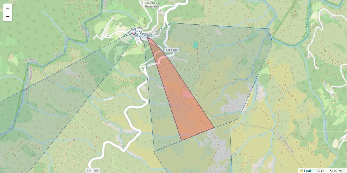 Mapa detalhado do código postal 4880-107 com limites, códigos postais vizinhos e agências dos correios