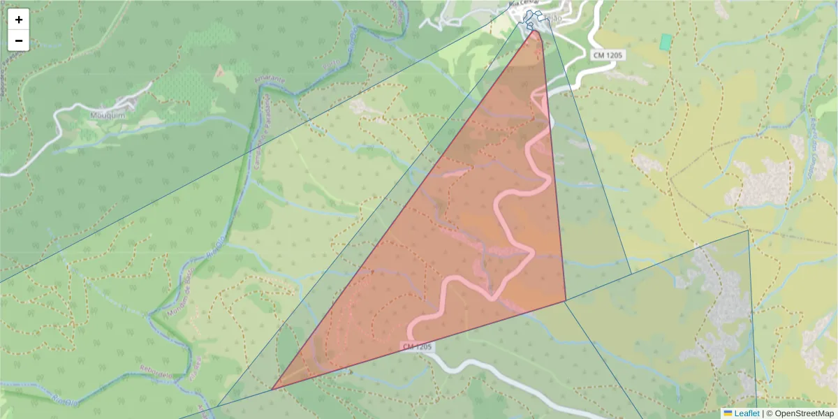 Mapa detalhado do código postal 4880-109 com limites, códigos postais vizinhos e agências dos correios