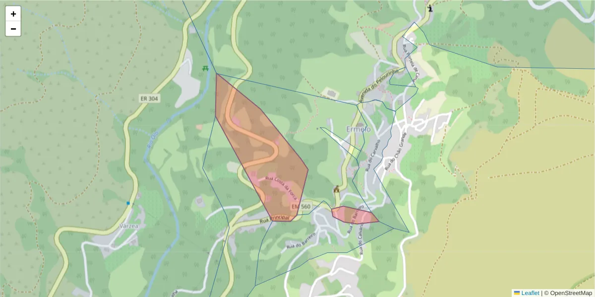 Mapa detalhado do código postal 4880-124 com limites, códigos postais vizinhos e agências dos correios