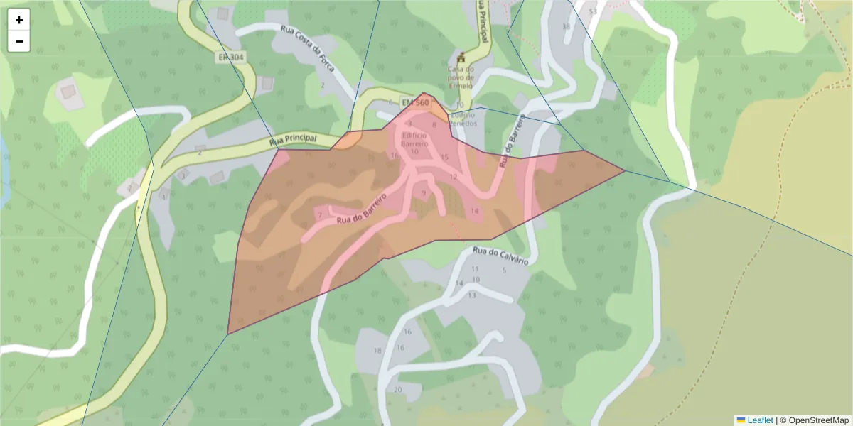 Mapa detalhado do código postal 4880-126 com limites, códigos postais vizinhos e agências dos correios