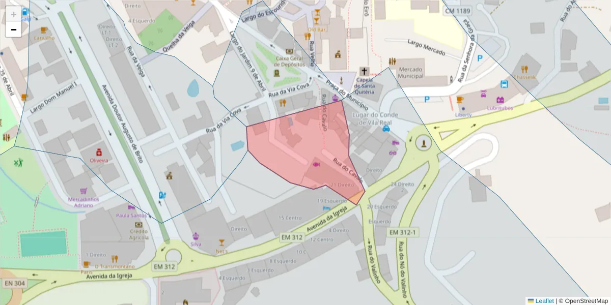 Mapa detalhado do código postal 4880-248 com limites, códigos postais vizinhos e agências dos correios