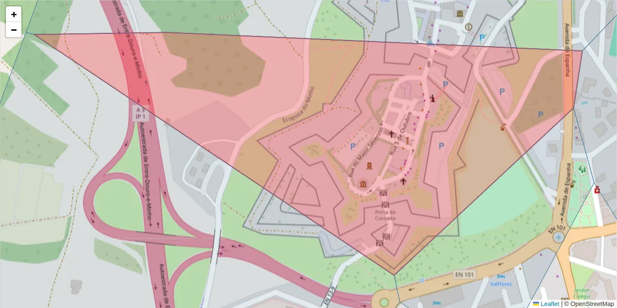 Mapa detalhado do código postal 4930 com limites, códigos postais vizinhos e agências dos correios