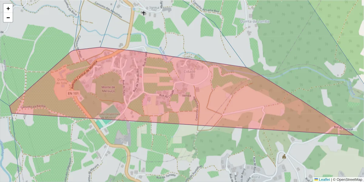 Mapa detalhado do código postal 4950-608 com limites, códigos postais vizinhos e agências dos correios