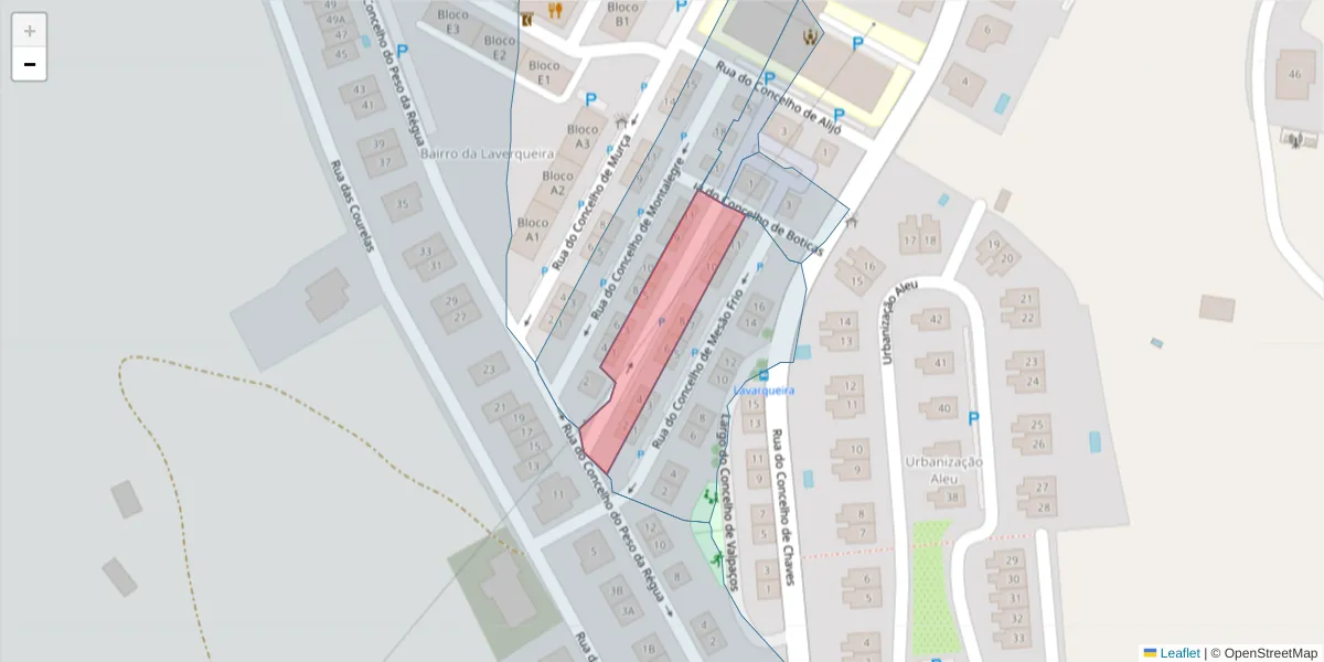 Mapa detalhado do código postal 5000-167 com limites, códigos postais vizinhos e agências dos correios