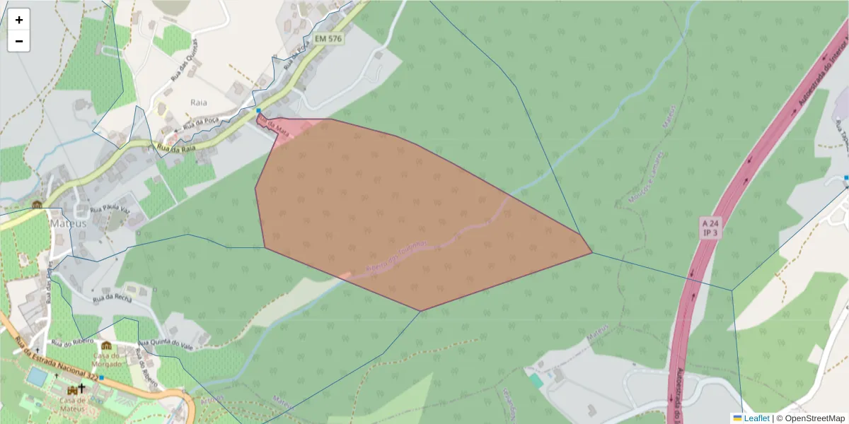 Mapa detalhado do código postal 5000-286 com limites, códigos postais vizinhos e agências dos correios