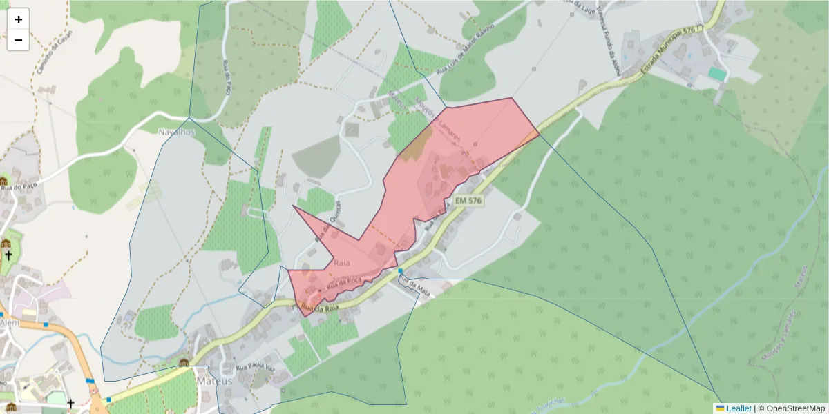 Mapa detalhado do código postal 5000-287 com limites, códigos postais vizinhos e agências dos correios