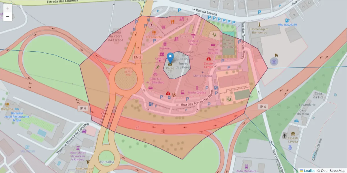 Mapa detalhado do código postal 5000-419 com limites, códigos postais vizinhos e agências dos correios