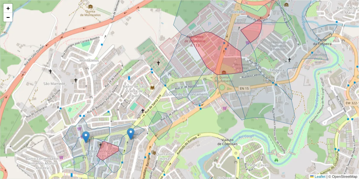 Mapa detalhado do código postal 5000-436 com limites, códigos postais vizinhos e agências dos correios