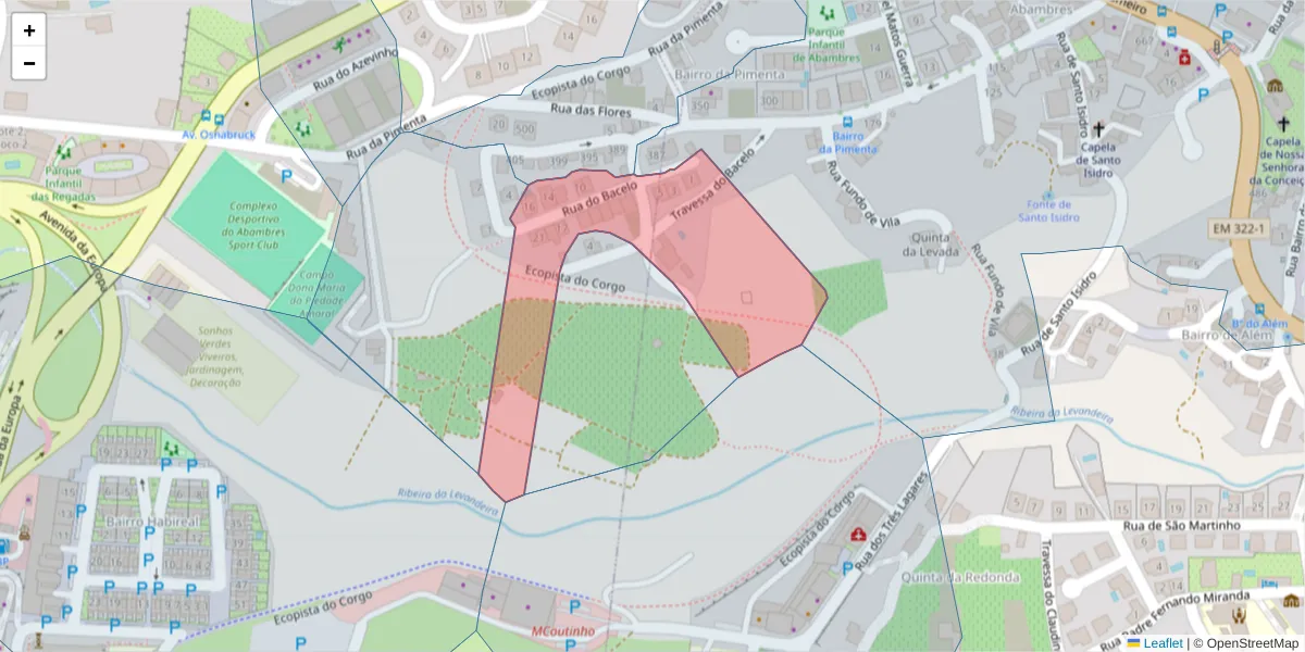 Mapa detalhado do código postal 5000-565 com limites, códigos postais vizinhos e agências dos correios