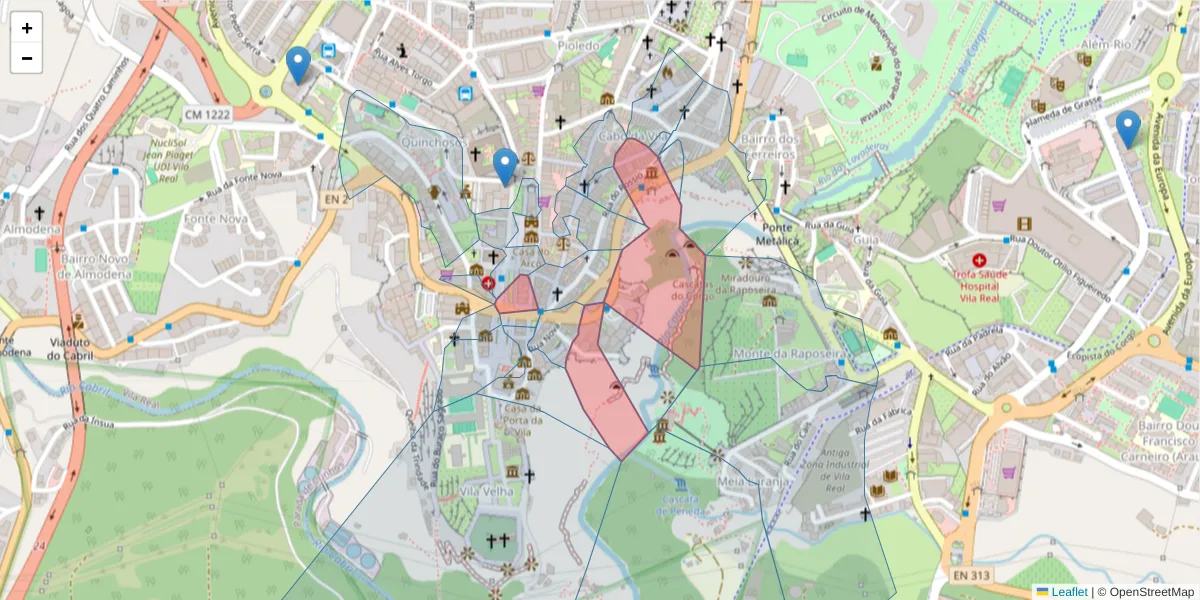 Mapa detalhado do código postal 5000-651 com limites, códigos postais vizinhos e agências dos correios