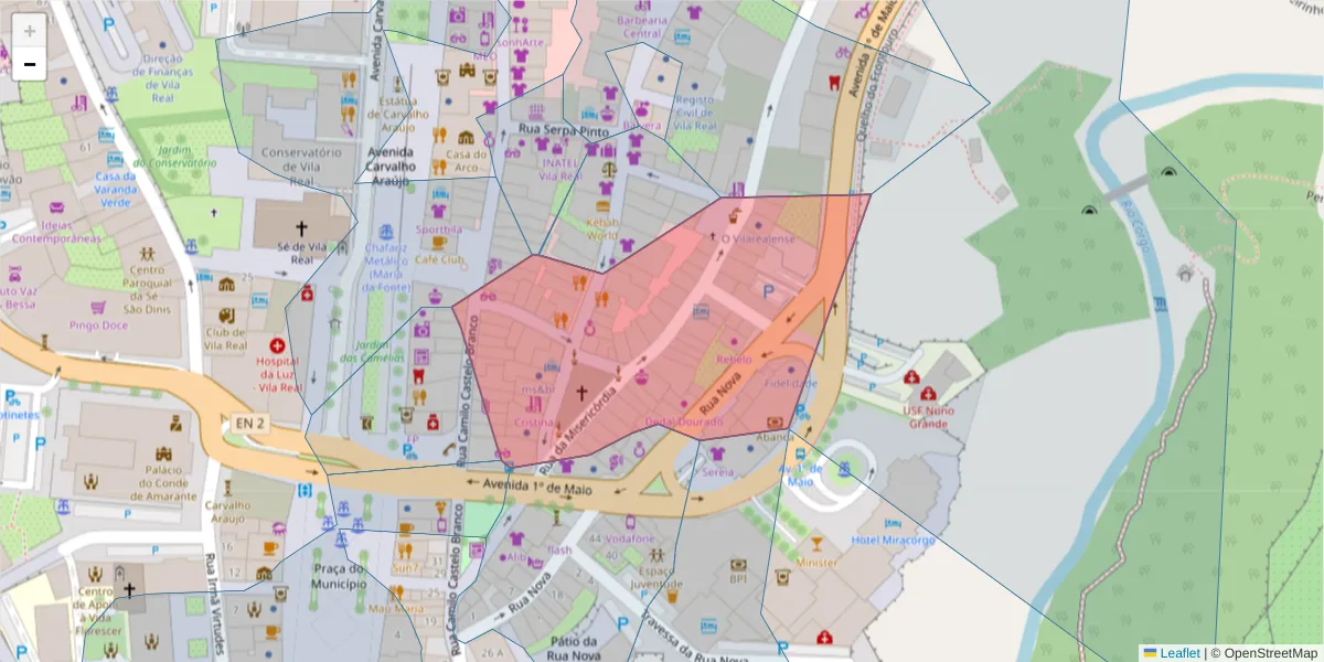 Mapa detalhado do código postal 5000-653 com limites, códigos postais vizinhos e agências dos correios