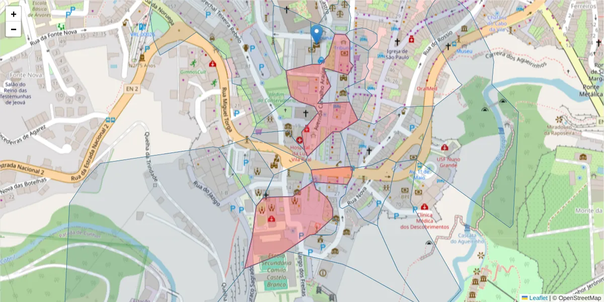 Mapa detalhado do código postal 5000-657 com limites, códigos postais vizinhos e agências dos correios