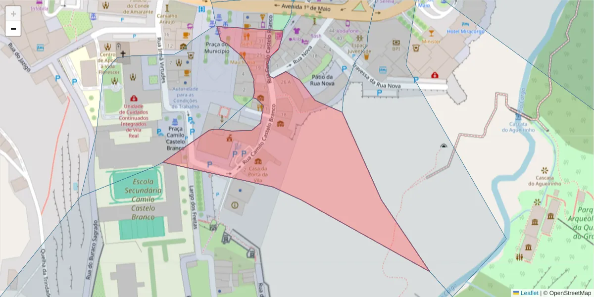 Mapa detalhado do código postal 5000-658 com limites, códigos postais vizinhos e agências dos correios