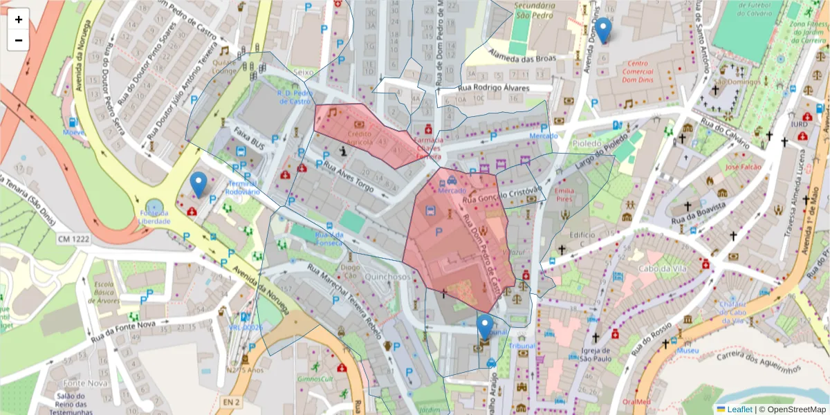Mapa detalhado do código postal 5000-669 com limites, códigos postais vizinhos e agências dos correios