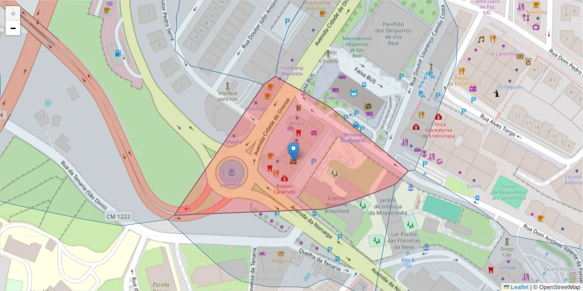 Mapa detalhado do código postal 5000-678 com limites, códigos postais vizinhos e agências dos correios