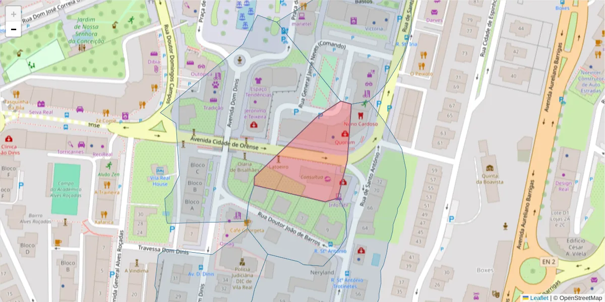 Mapa detalhado do código postal 5000-691 com limites, códigos postais vizinhos e agências dos correios