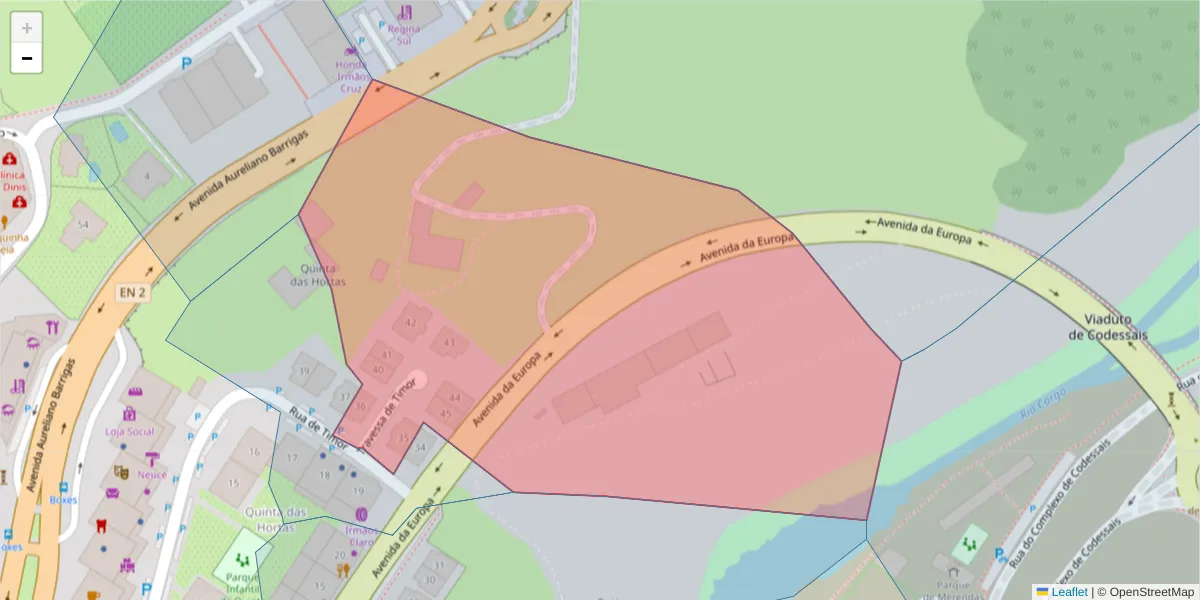 Mapa detalhado do código postal 5000-695 com limites, códigos postais vizinhos e agências dos correios