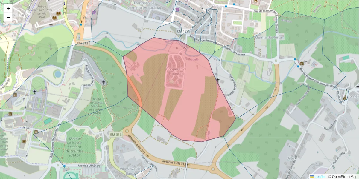 Mapa detalhado do código postal 5000-776 com limites, códigos postais vizinhos e agências dos correios