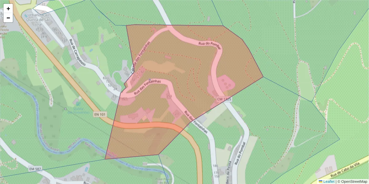 Mapa detalhado do código postal 5040-350 com limites, códigos postais vizinhos e agências dos correios