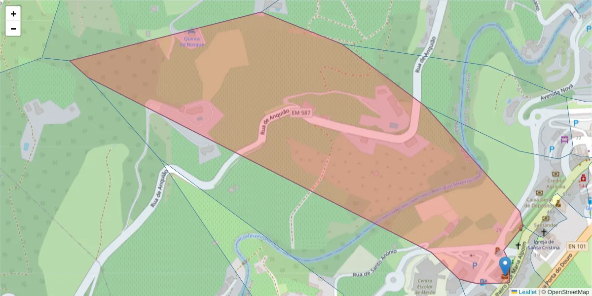 Mapa detalhado do código postal 5040-351 com limites, códigos postais vizinhos e agências dos correios