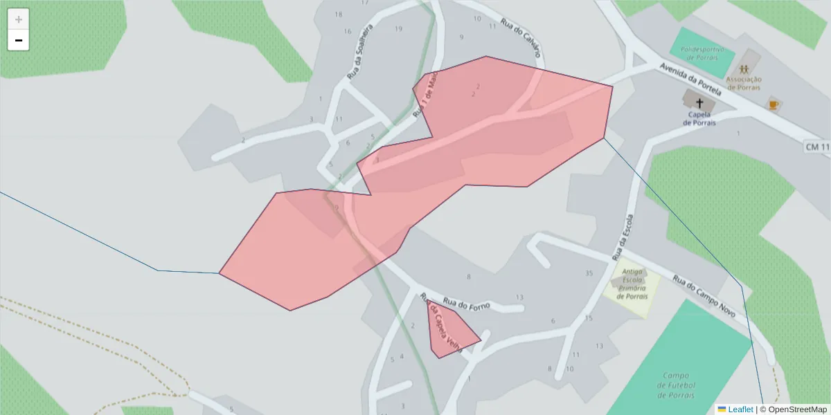 Mapa detalhado do código postal 5090-015 com limites, códigos postais vizinhos e agências dos correios