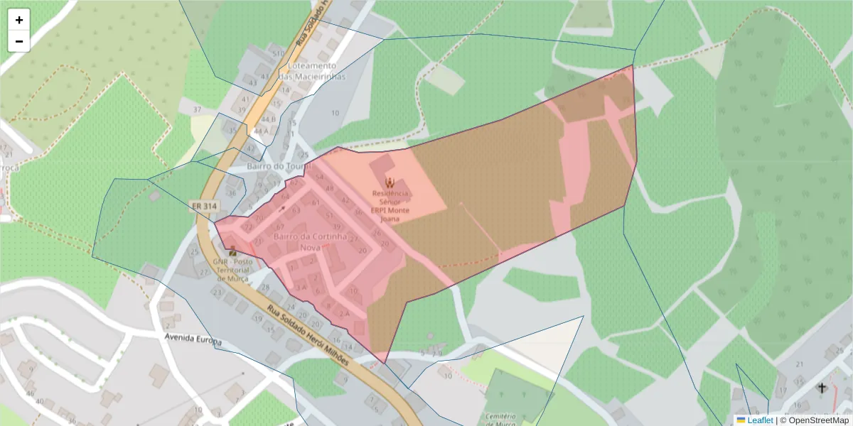 Mapa detalhado do código postal 5090-101 com limites, códigos postais vizinhos e agências dos correios