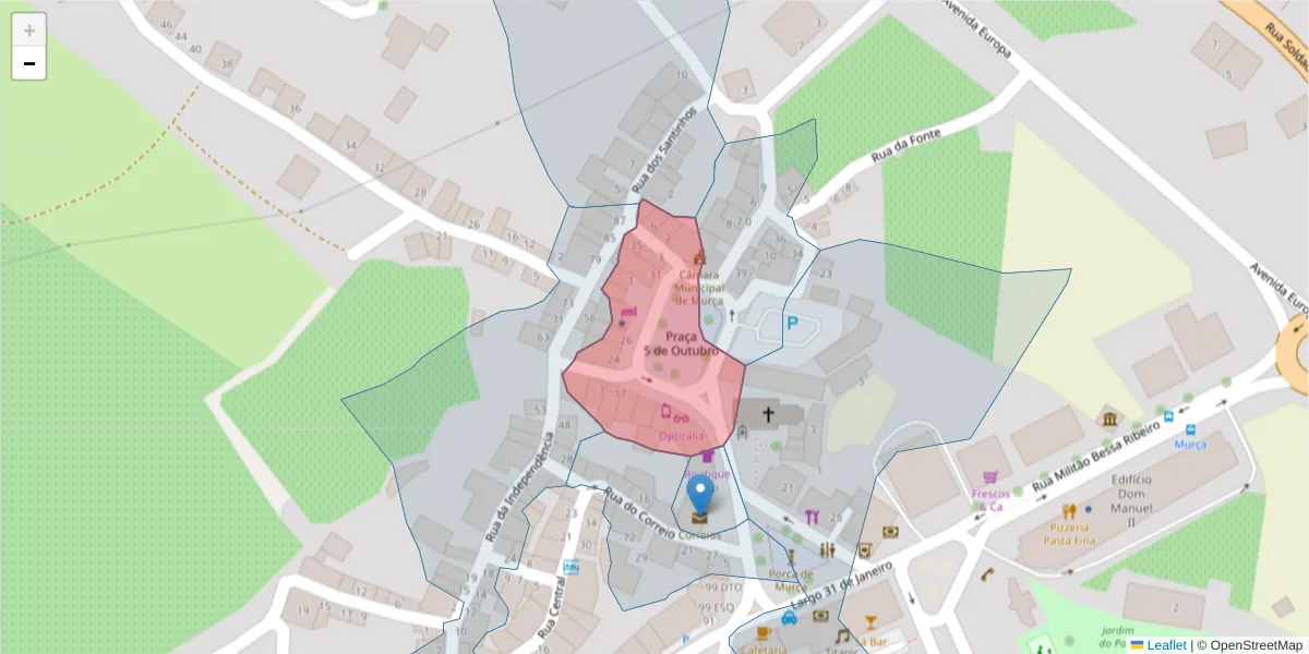 Mapa detalhado do código postal 5090-112 com limites, códigos postais vizinhos e agências dos correios
