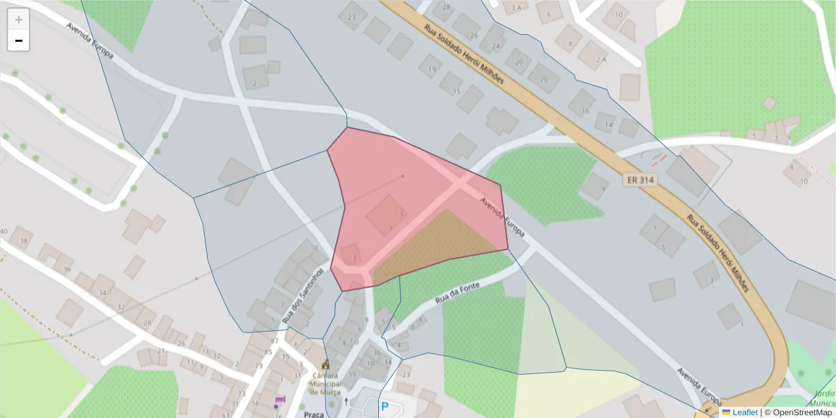 Mapa detalhado do código postal 5090-114 com limites, códigos postais vizinhos e agências dos correios