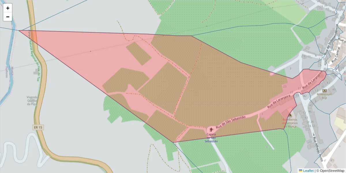 Mapa detalhado do código postal 5090-122 com limites, códigos postais vizinhos e agências dos correios