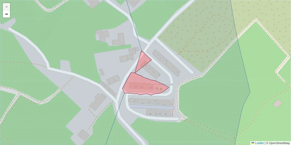 Mapa detalhado do código postal 5090-151 com limites, códigos postais vizinhos e agências dos correios