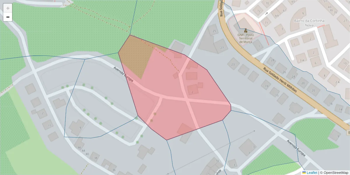 Mapa detalhado do código postal 5090-213 com limites, códigos postais vizinhos e agências dos correios