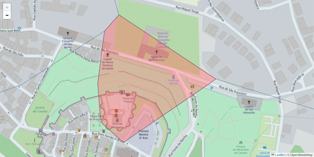 Mapa detalhado do código postal 5300-901 com limites, códigos postais vizinhos e agências dos correios