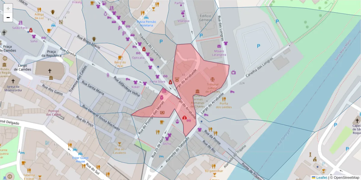 Mapa detalhado do código postal 5400-093 com limites, códigos postais vizinhos e agências dos correios
