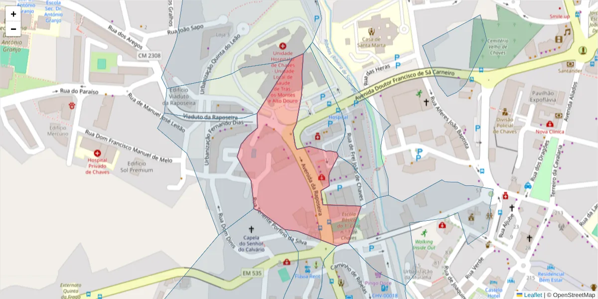 Mapa detalhado do código postal 5400-482 com limites, códigos postais vizinhos e agências dos correios