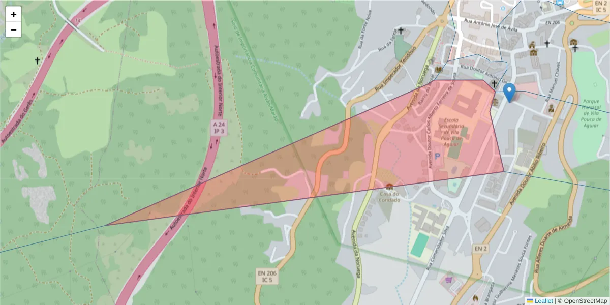 Mapa detalhado do código postal 5450-011 com limites, códigos postais vizinhos e agências dos correios