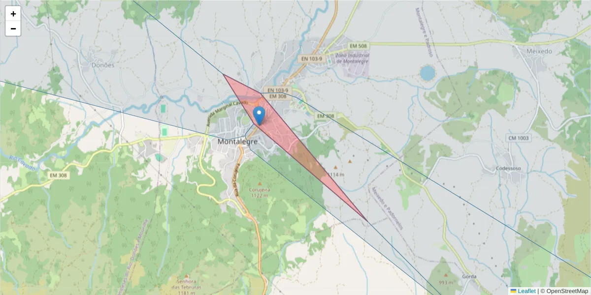 Mapa detalhado do código postal 5470-000 com limites, códigos postais vizinhos e agências dos correios